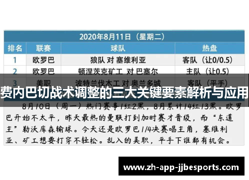 费内巴切战术调整的三大关键要素解析与应用 费内巴切战术调整的三大关键要素解析与应用